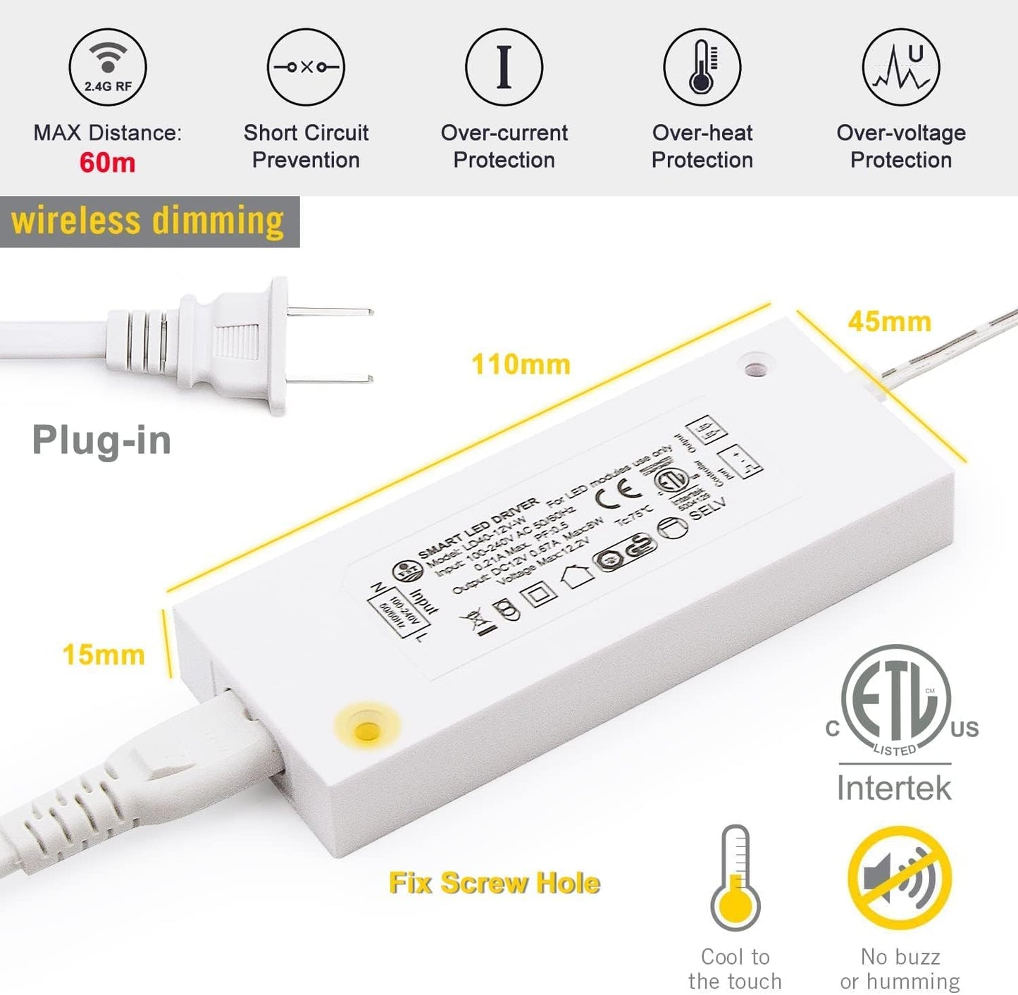 VST Under Cabinet Mini Panel Lighting 6PCS 3.94inch 12V 2.5W(Total 15W) with Wireless Dimmer Switch, Surface Mount Puck Light for Kitchen Van Truck Car Galley Downlight (Square Silver 4000K)