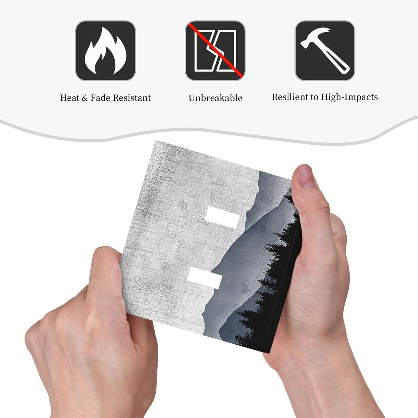 Decorative Switch Plates Natural Landscape Mountains Pine Trees 2 Gang Double Toggle Outlet Light Switch Cover Wall Plate Electrical Faceplate for Bedroom living Room Decor