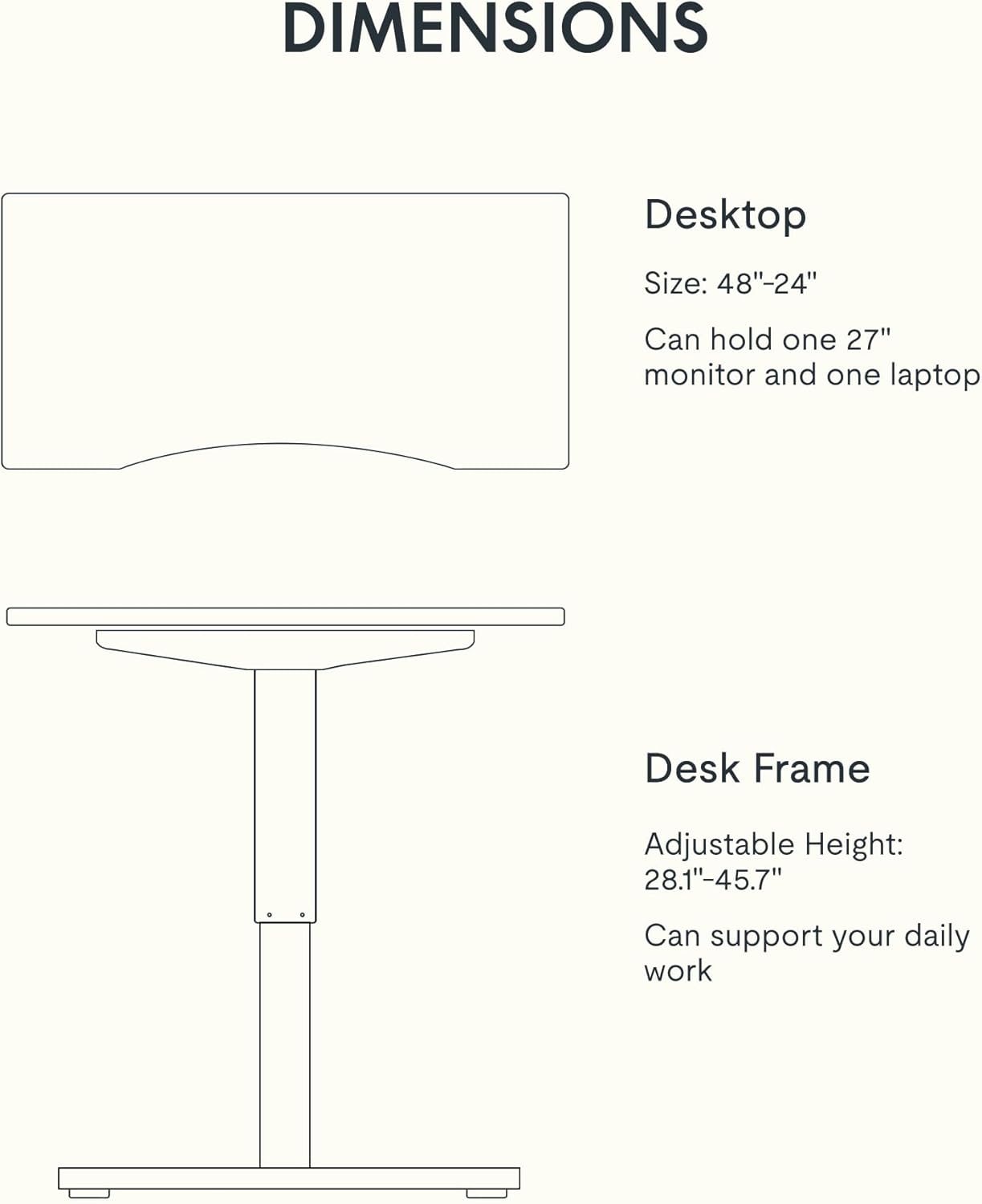 FLEXISPOT EN1 Bamboo Standing Desk, 48 x 24 Inches Whole-Piece Electric Height Adjustable Desk for Home Office (Black Frame + Bamboo Curved Desktop, 2 Packages)