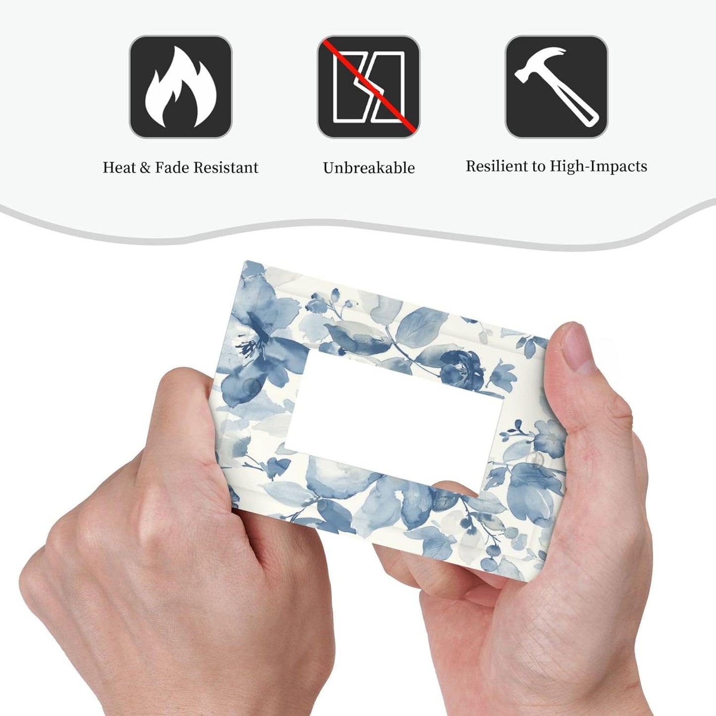 Decorative Outlet Covers Blue Watercolor Floral 1 Gang Single Rocker Light Switch Cover Plate Wall Plates GFCI Faceplate for Bedroom Bathroom Decor