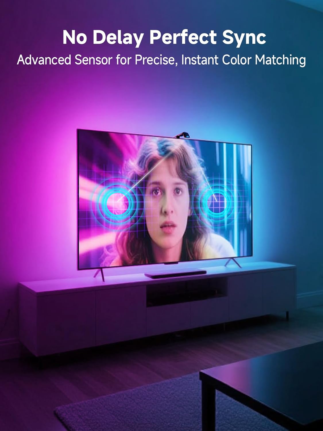 GIPOYENT TV LED Backlights with Camera, 10.5FT RGB Lights That Change with for 32-50 InTV, Music Sync LED Light with Smart App Control - RGB Color Changing Light Strip for Bedroom