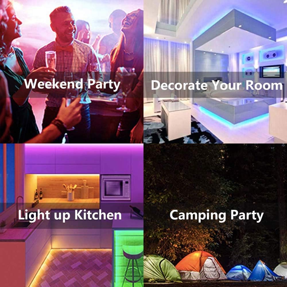 50FT Smart LED Strip Lights, Sync to Music with 40 Key Remote Controller,Lighting Strips with App Control LED Lights for Bedroom,Christmas Lights decration (Multi-Colored, 50FT)