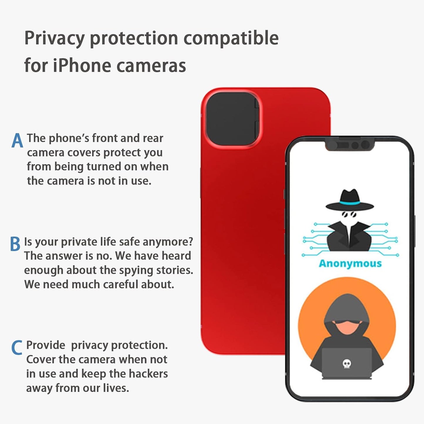 Privacy Cover Compatible for iPhone13 /iPhone 13 Mini with iPhone 13 Front Camera Cover,Protect Privacy and Security But Not Affect Facial Recognitionty But Not Affect Facial Recognition(2Pack)
