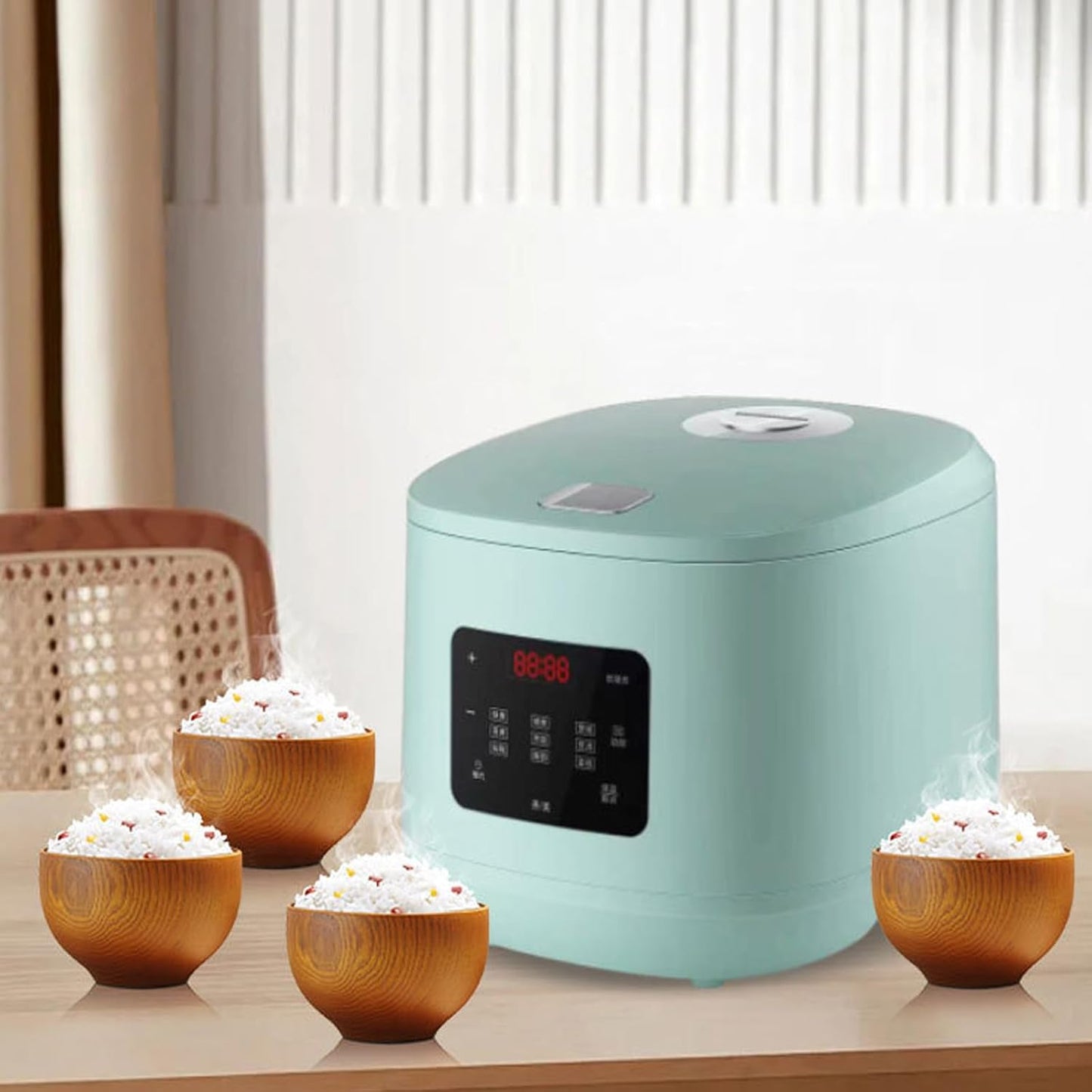 Rice Cooker, Household Small Mini 5L Portable Non-Stick Travel Smart Control Multifunctional Cooker