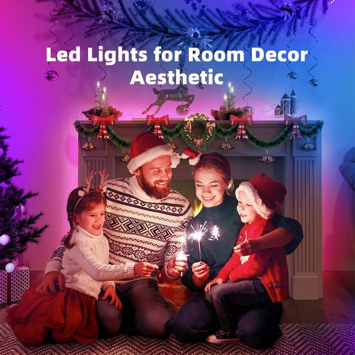 TJOY 100ft Kids Bluetooth LED Strip Lighting, Color Changing Lights for Bedroom, Music Sync RGB Tape Lighting with Child Remote, LED Lights for Room Decor Aesthetic Indoor(50ftx2)