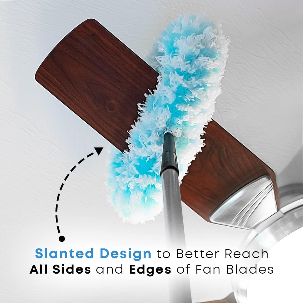 Fuller Brush Fuzzy Fan Duster – Dust & Clean Ceiling Fans, Walls, Woodwork – Polystatic & Microfiber Grabs & Holds Dust, Lint, Cobwebs & Dirt - Fan Duster with Handle (Pink)