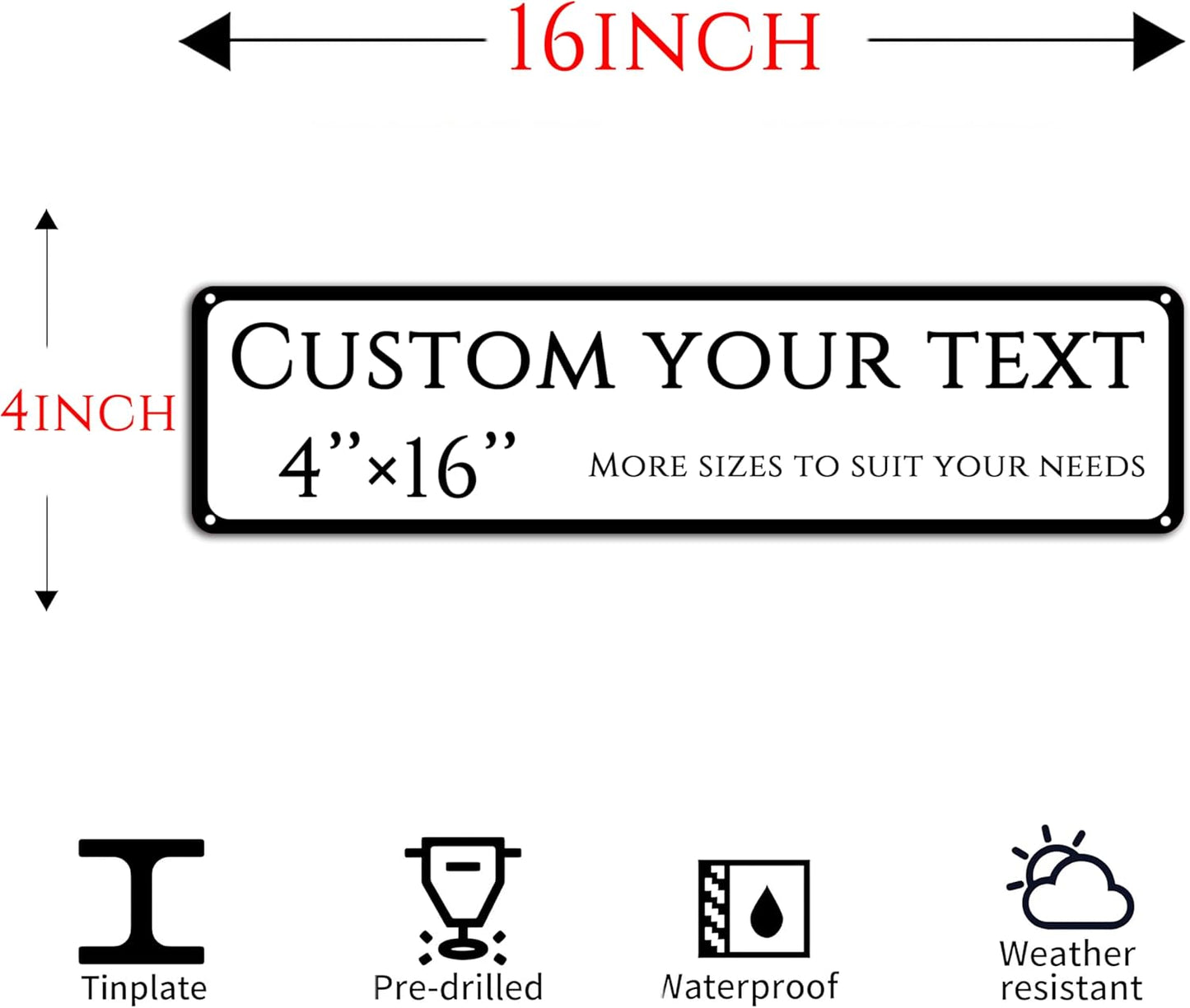 Custom Sign,street signs customized,Double-sided reflective,Aluminum Weatherproof Metal Sign Multiple Sizes, Customize for shops, Business, Workplace, office, Home, Delivery Signs(4 * 16 Inch)