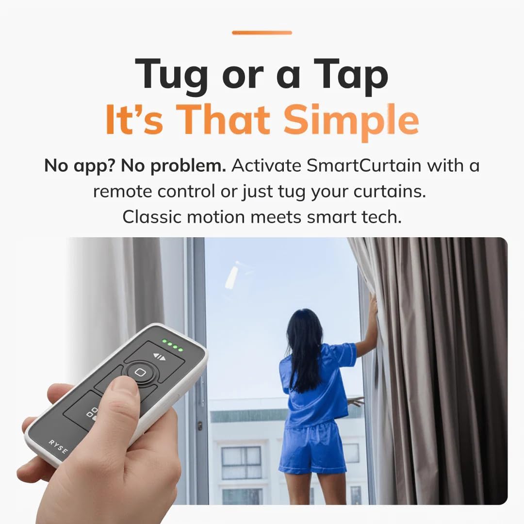 Ryse SmartCurtain | Motorized Curtain | Turn Current Curtains into Electric, Automated Drapes | Easy Install | Works with Existing Single or Double Curtain | Phone App Enabled | Charger Not Included