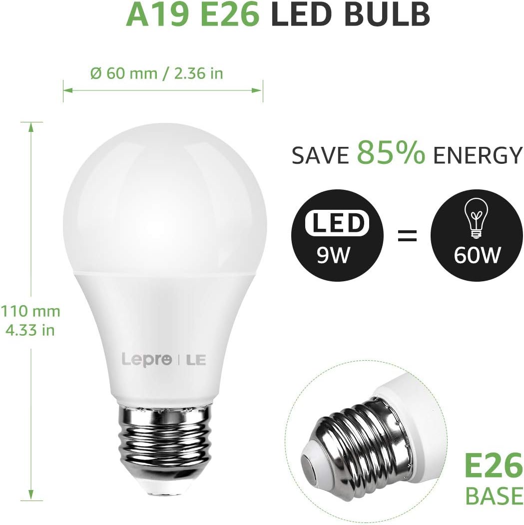 Lighting EVER LED Smart Light Bulbs, Compatible with Alexa and Google Assistant, 60 Watt Equivalent, Dimmable with App (Not Support Traditional Dimmers), Warm White 2700K, A19 E26, 2.4GHz WiFi Only