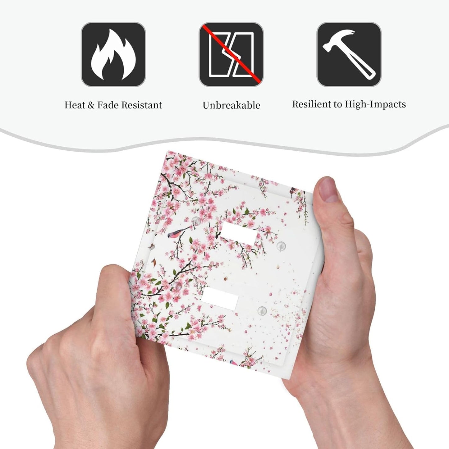 Decorative Light Switch Plate Covers Rustic Plum Blossom Pink Flowers 2 Gang Light Switch Cover Unique Double Toggle Wall Plate Outlet Covers for Bedroom Home Decor(2 Pack)
