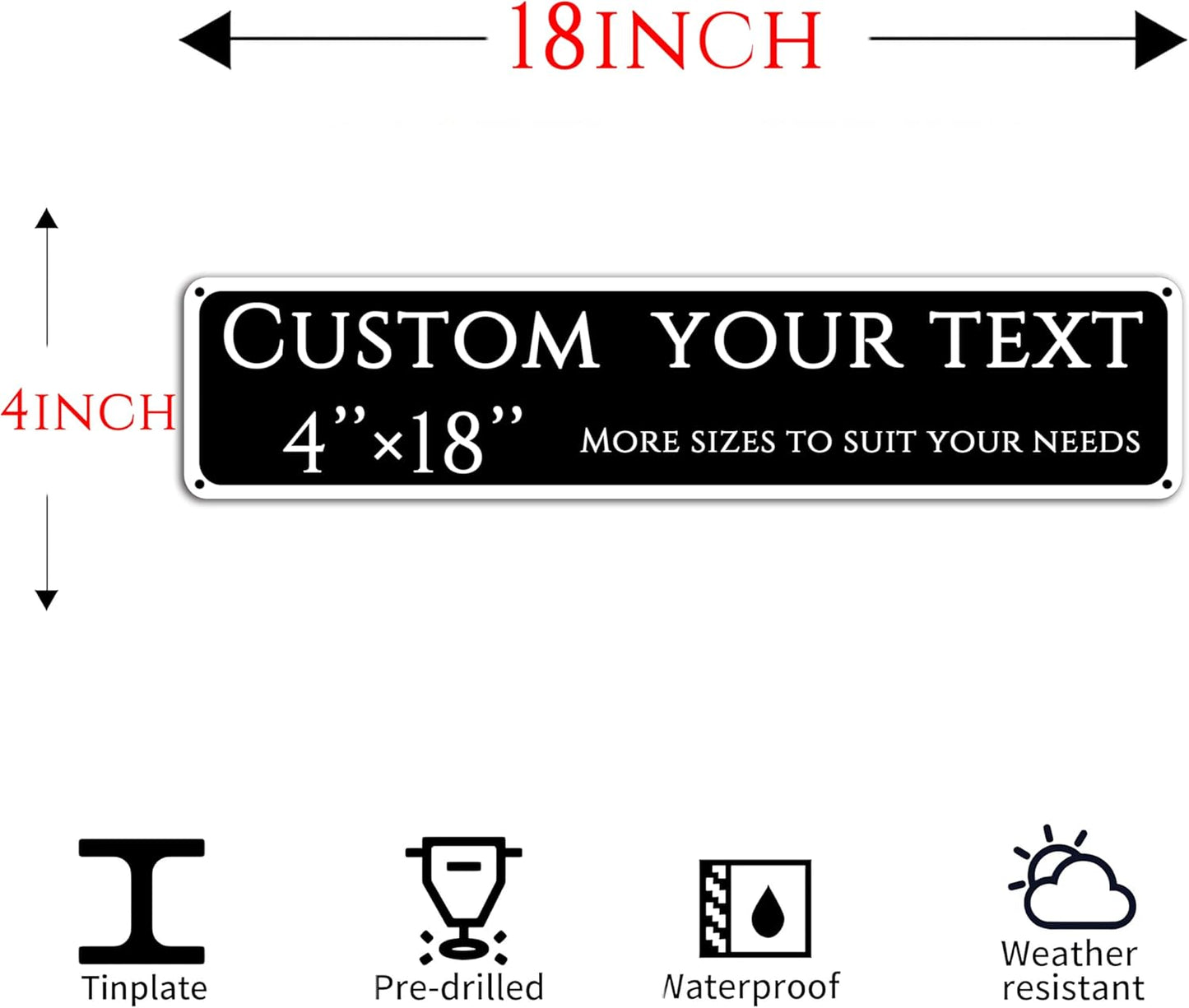 Custom Sign, Custom Indoor/Outdoor Decorative Sign,Aluminum Weatherproof Metal Sign Multiple Sizes, Ccustomized outdoor signs, Business, Workplace, office, Home, Delivery Signs(4 * 18 Inch)