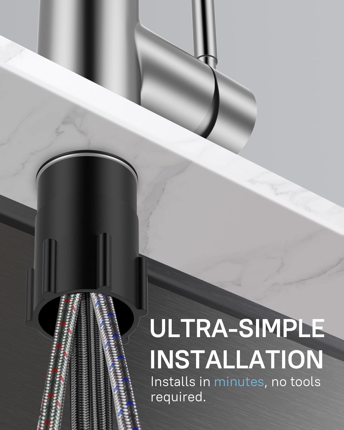 WEWE Kitchen Faucets with Pull Down Sprayer, Stainless Steel Single Handle 1 Hole for Family Kitchen Commercial Camper Laundry Rv Bar, Leak-Proof Brushed Nickel Bar Sink Faucet
