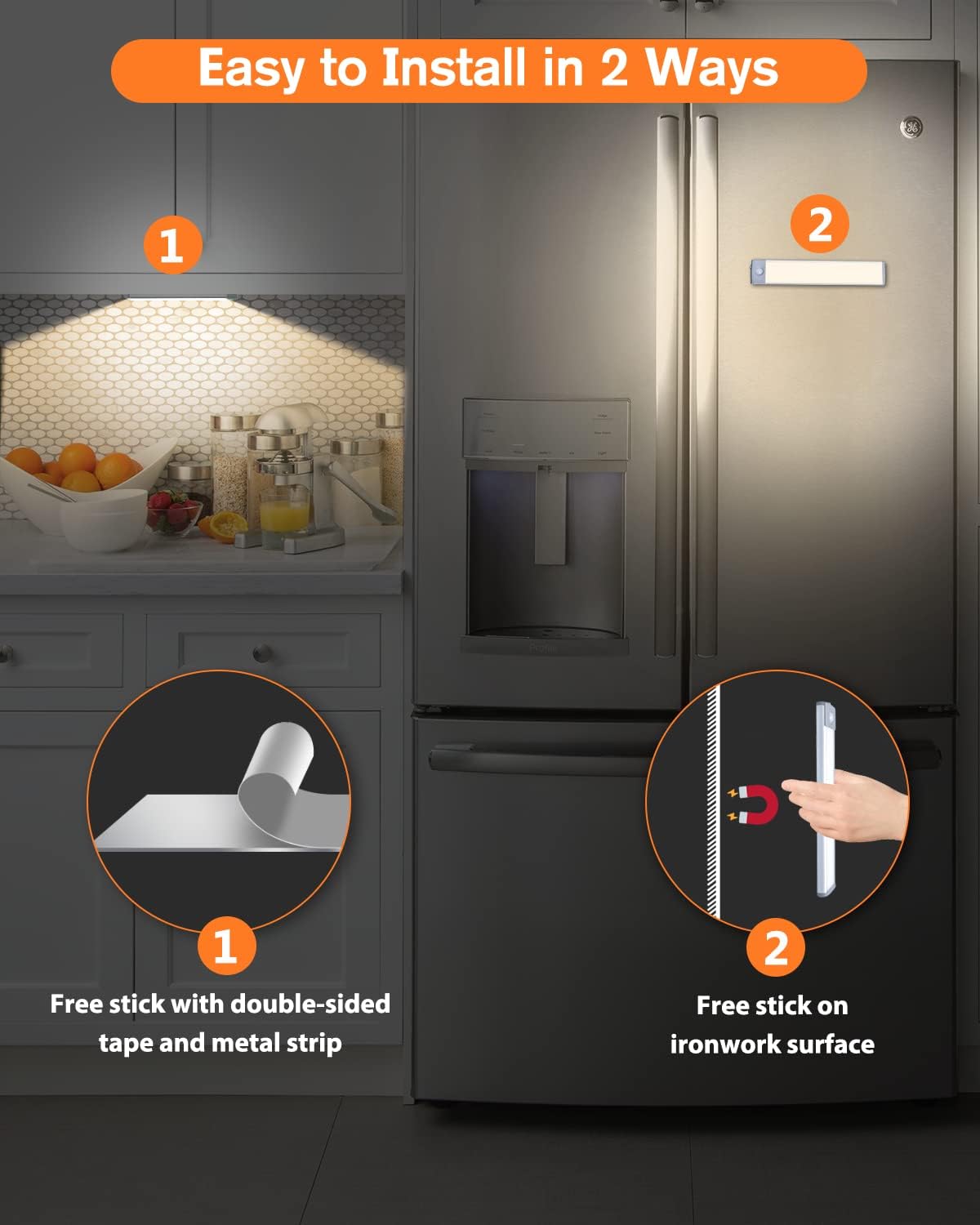 PRIORARE Motion Sensor Led Under Cabinet Lighting Wireless Cabinet Light Rechargeable, Closet Light 30Led Battery Operated for Kitchen, Closet