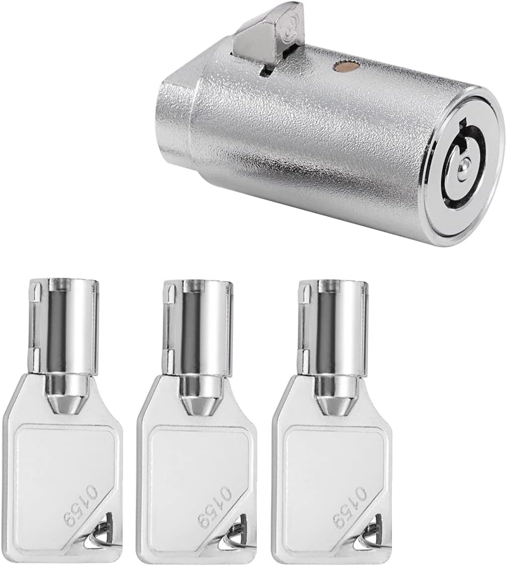Tubular Key Lock for Vending Machines - Vending Machine Locks Keyed Alike, 3Pcs Keys, Zinc Alloy, Chrome (2 Pack)
