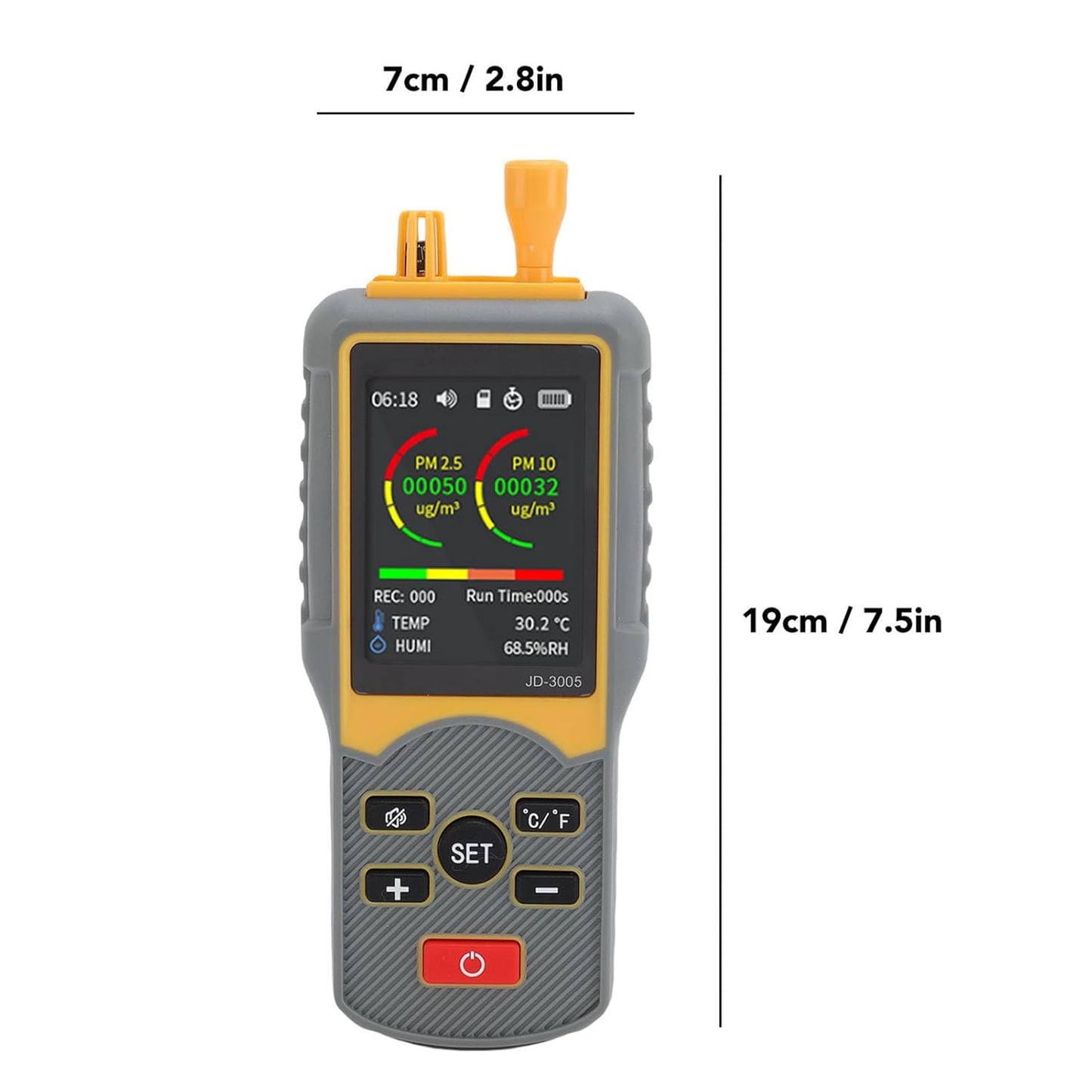 WALFRONT PM2.5 PM10 Air Quality Monitor, ABS Construction, Smart Portable CO2 Tester with 5-Channel Detection for Indoor Home Use