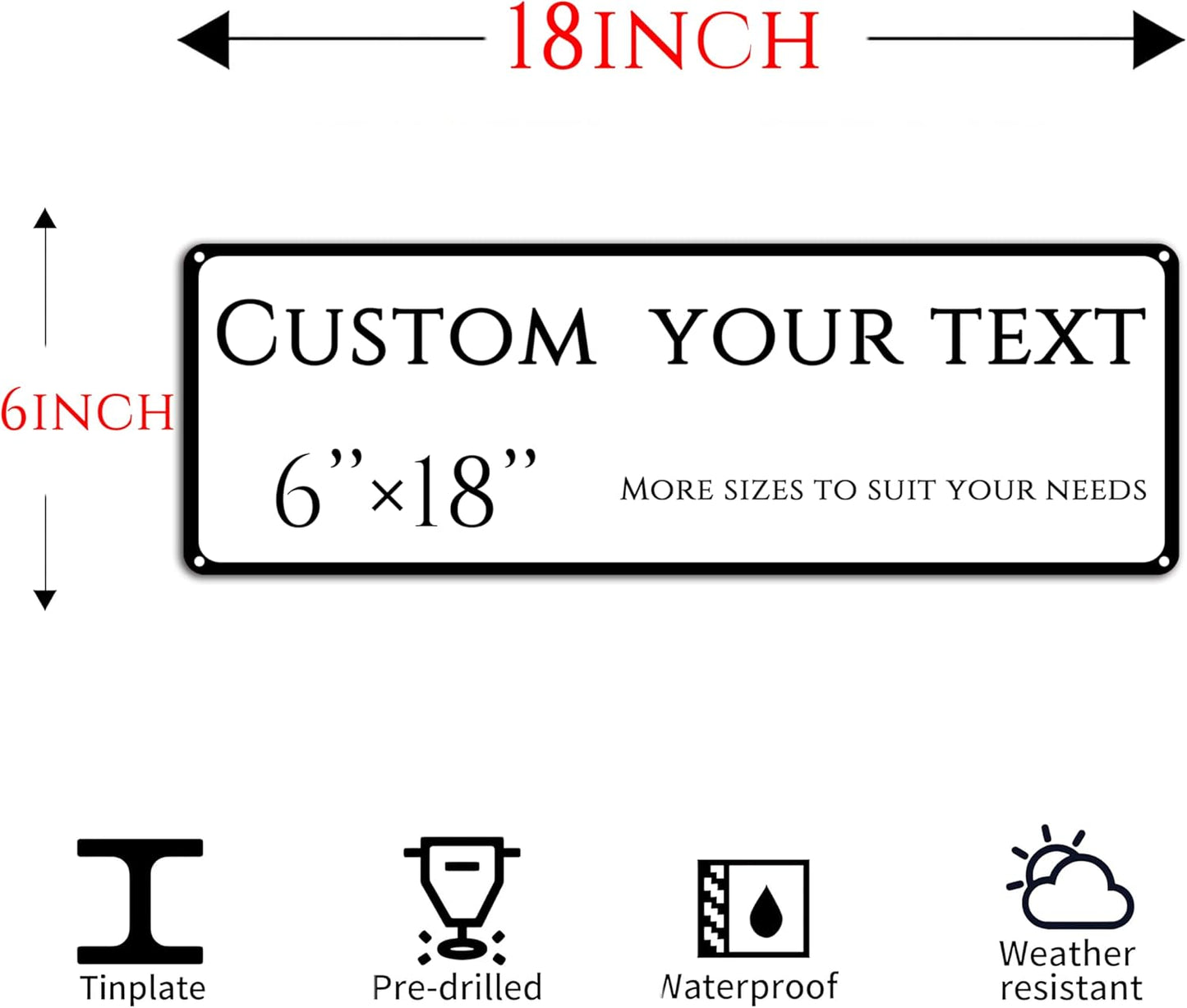 Custom Sign, street signs customized,Aluminum Weatherproof Metal Sign Multiple Sizes, Customize for Office, Business, Workplace, office, Home, Delivery Signs(6 * 18 Inch)