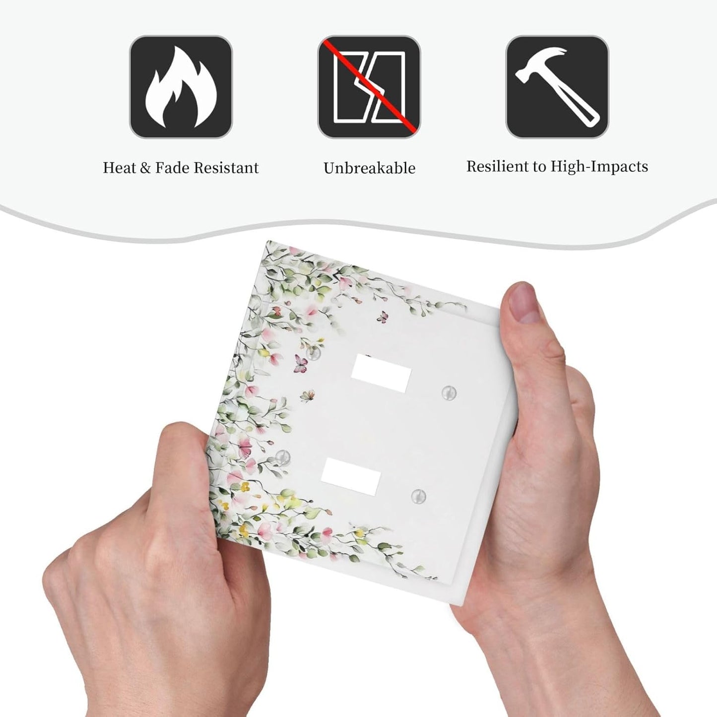 Watercolor Flowers Vine Colorful Butterfly Floral Decorative Switch Plates 2 Gang Double Toggle Outlet Light Switch Cover Wall Plate Electrical Faceplate For Bed Room Living Room Decor