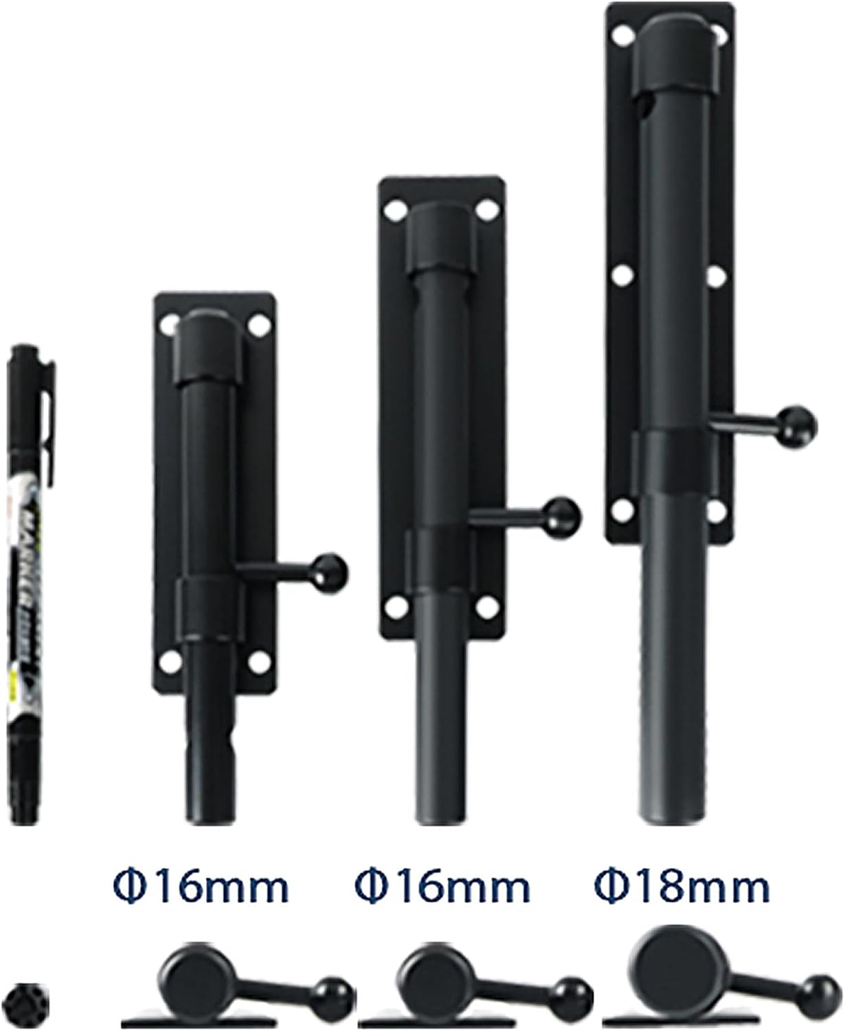 Alise 6 inch Barrel Bolt Latch, Slide Bolt Latch, Heavy Duty Solid SUS304 Stainless Steel Slide Lock for Wooden Fence,Barn Door,Interior or Outdoor Door Matte Black MST8060-B