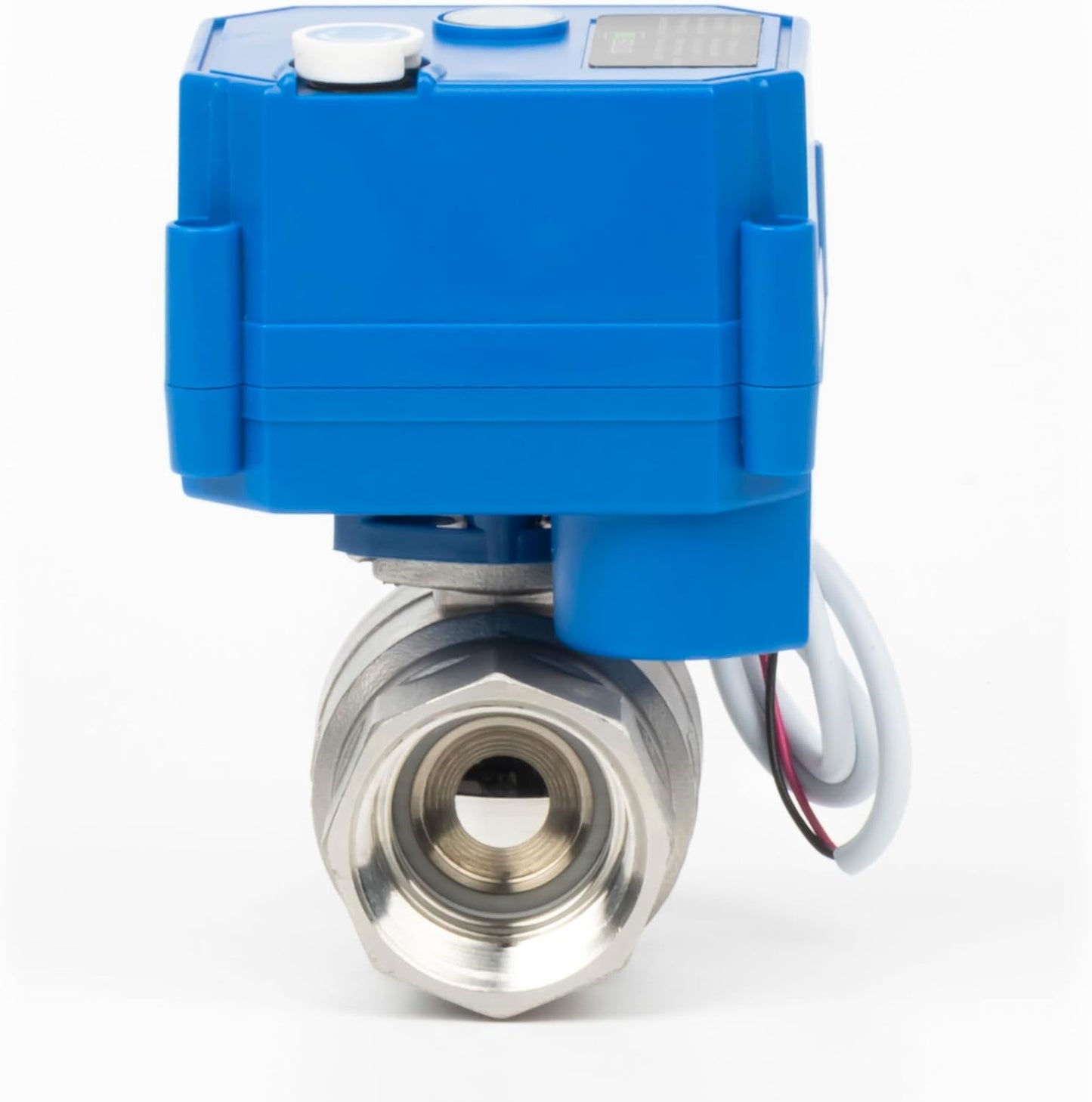 U.S. Solid Motorized Ball Valve with Manual Function - 1" Stainless Steel, Full Port, 85-265V AC, 2-wire Automatic Return, Normally Closed