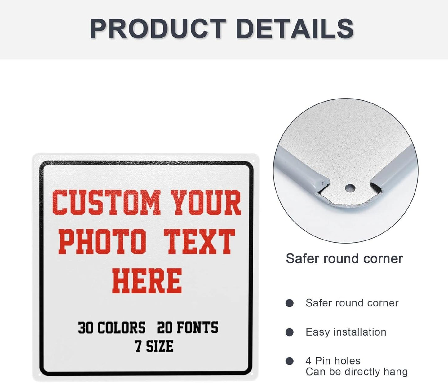Custom Signs Outdoor Metal Sign - 8 x 8 Personalized for Business, Workplace, Office, Home, Delivery Signs, Road Garden Hazard Intersection Parking Decorative