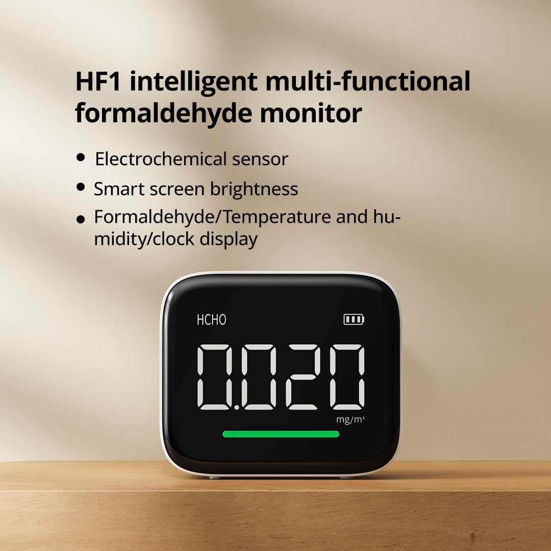 Formaldehyde Detector, Dual Platinum Sensor 0.001mg/m³ Accuracy, 4-in-1 Air Quality Monitor for HCHO/Hum/Temp with LED Display, USB-C Rechargeable for Office, Home, Nursery