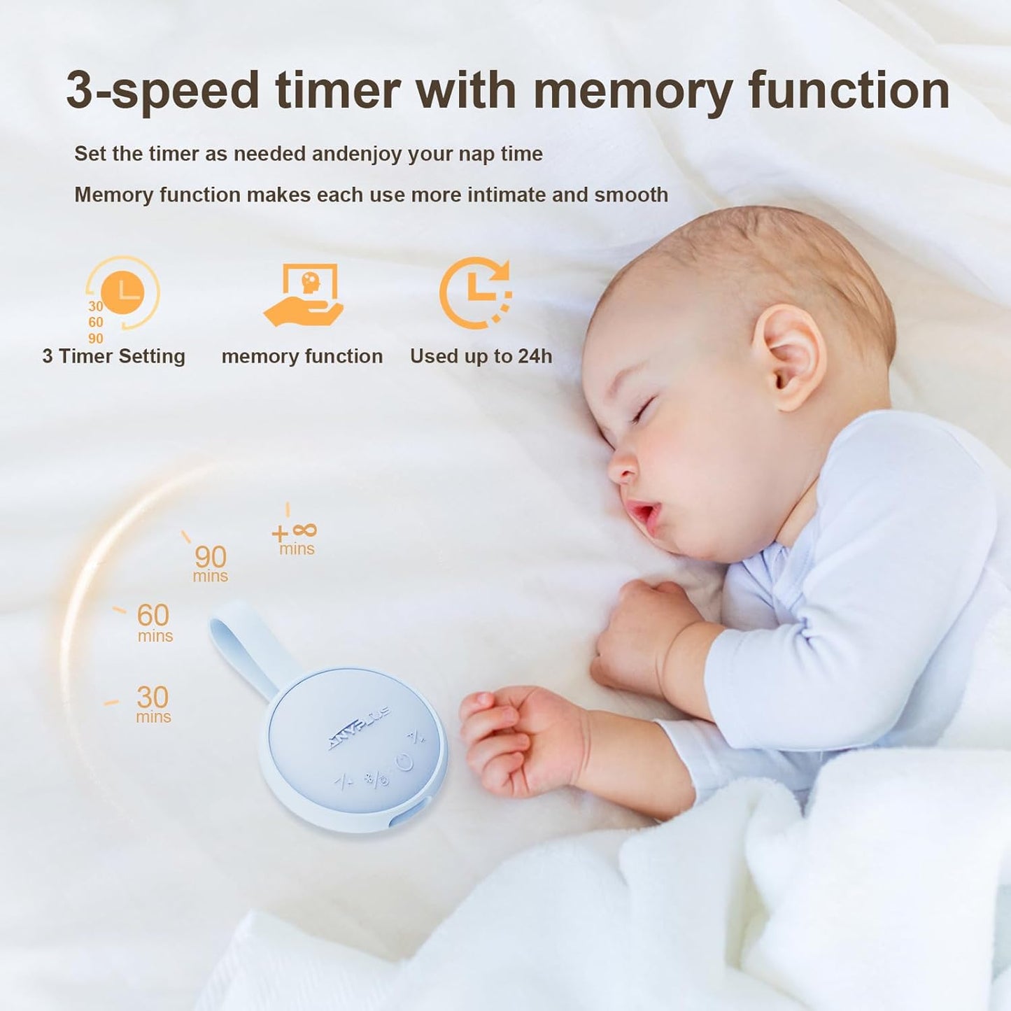 White Noise Sound Machine, Portable Sound Machine for Sleeping Adults & Baby, with Bluetooth 5.1/24 Soothing Sounds/Battery Powered/3 Timer Memory Function for Office/Bedroom/Travel(Blue)