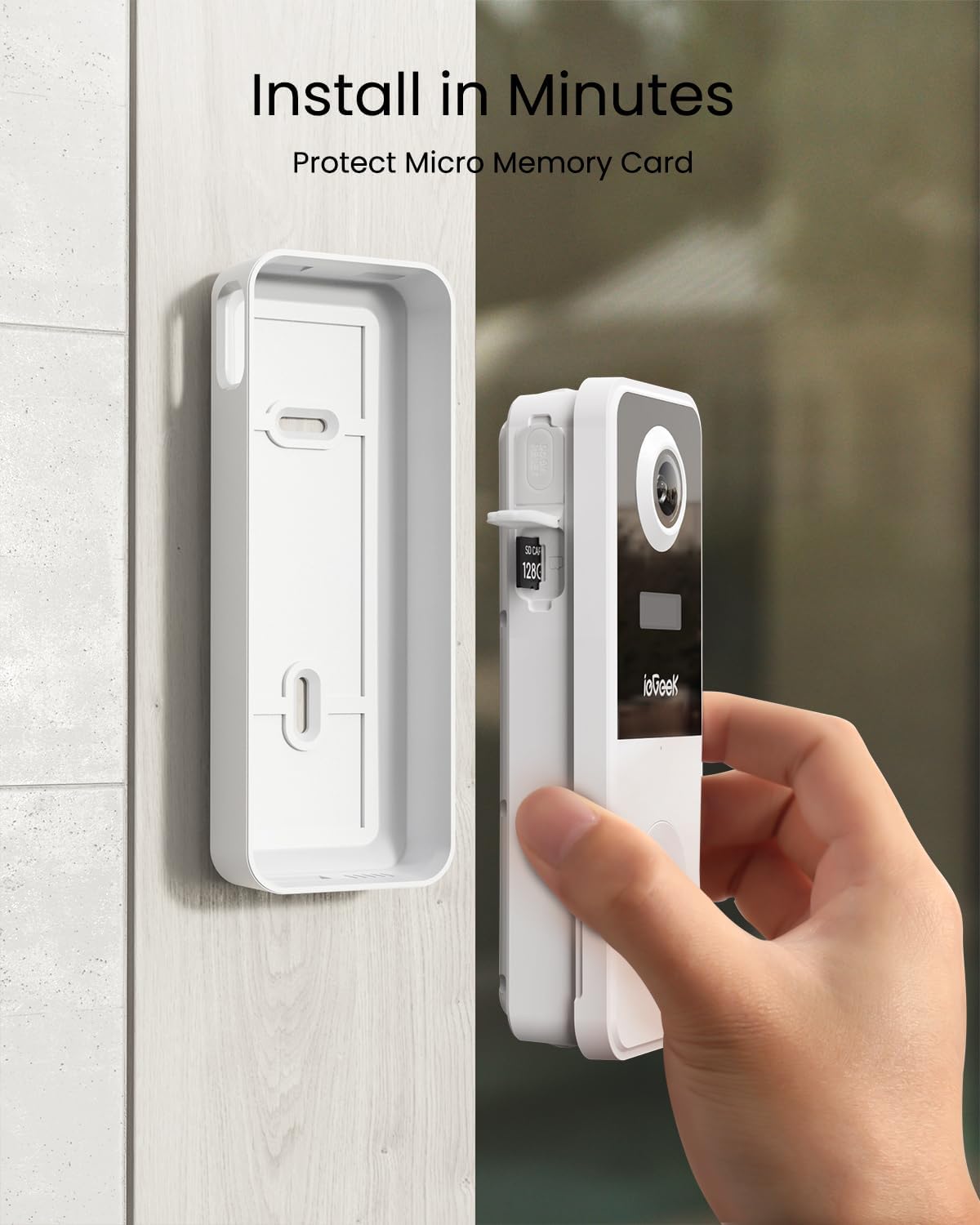 ieGeek Doorbell Camera Wireless No Subscription, 3MP Video Doorbell with Chime, 180° Head to Toe View, 2-Way Talk Voice Changer, AI Motion Detection Night Vision, Only 2.4GHz WiFi, Works with Alexa