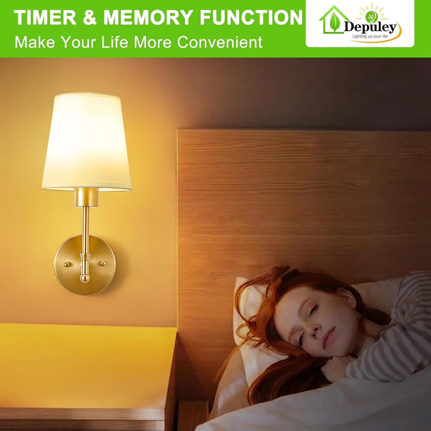 Depuley Battery Operated Wall Sconce: Set of 2 19.99" Wireless Wall Lights with Remote for Bedroom - Rechargeable 15 Colors Gold Wall Lamp for Living Room Hallway Decor