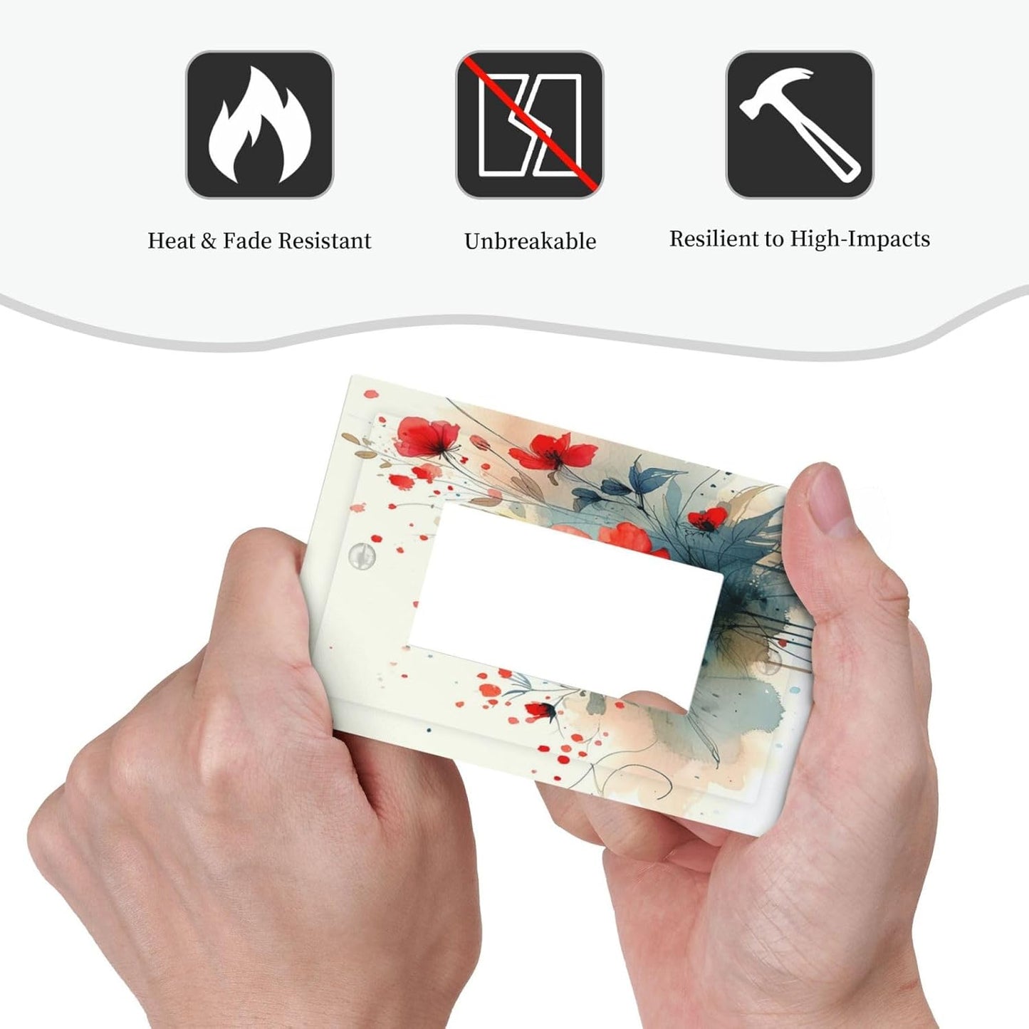Vintage Floral Red Watercolor Modern Decorative Outlet Covers 1 Gang Single Rocker Light Switch Cover Plate Wall Plates GFCI Faceplate for Bedroom Bathroom Decor