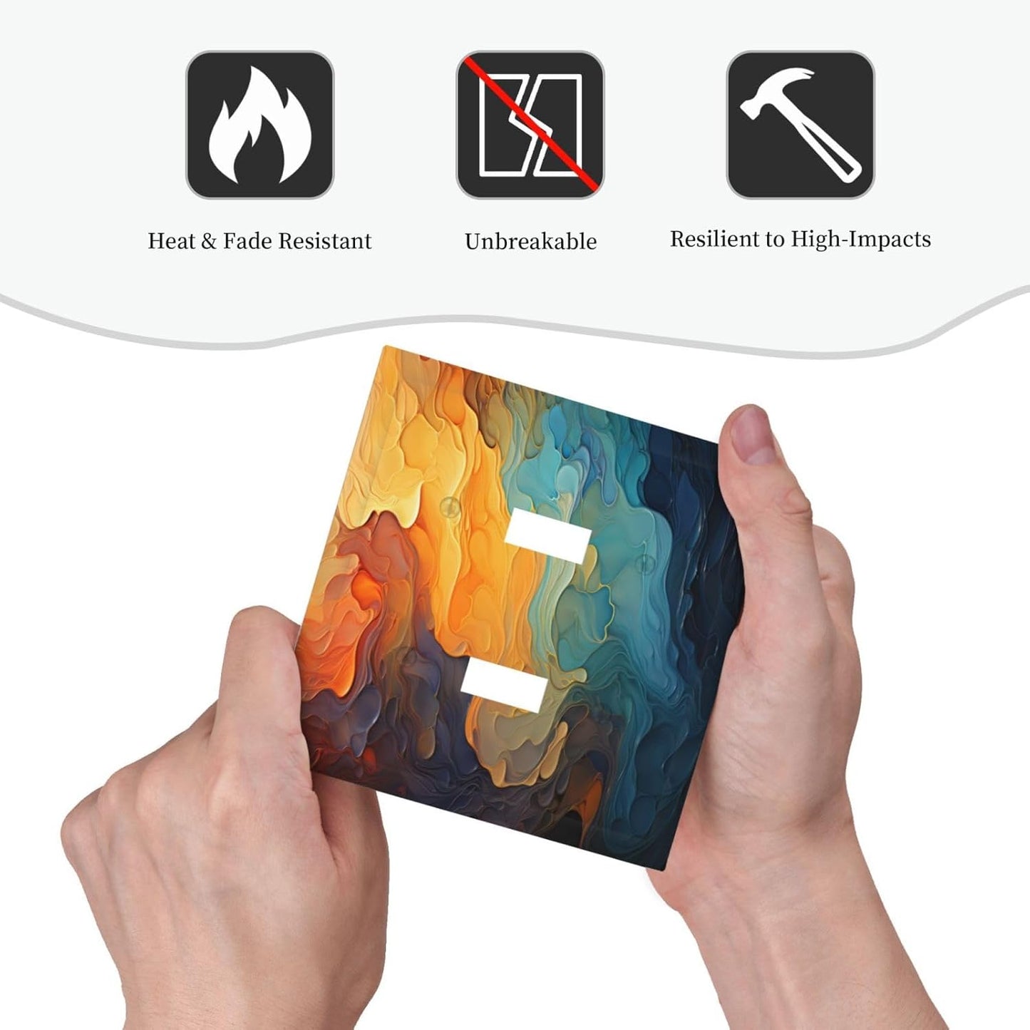 Abstract Colorful Modern Luxury Rainbow 2 Gang Double Toggle Light Switch Cover Decorative Switchplate Electrical Wall Plates Faceplate for Bathroom Bedroom Decor 4.9 X 5 IN