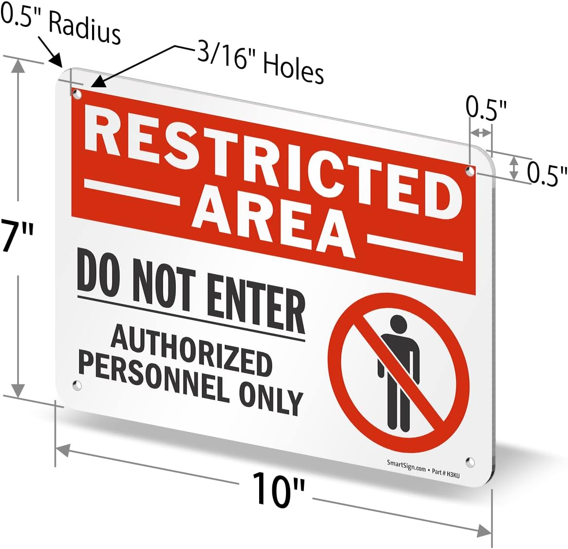 SmartSign (Pack of 4) 7 x 10 inch “Restricted Area - Do Not Enter, Authorized Personnel Only” Metal Sign with Symbol, 40 mil Laminated Rustproof Aluminum, Red, White and Black, Made in USA