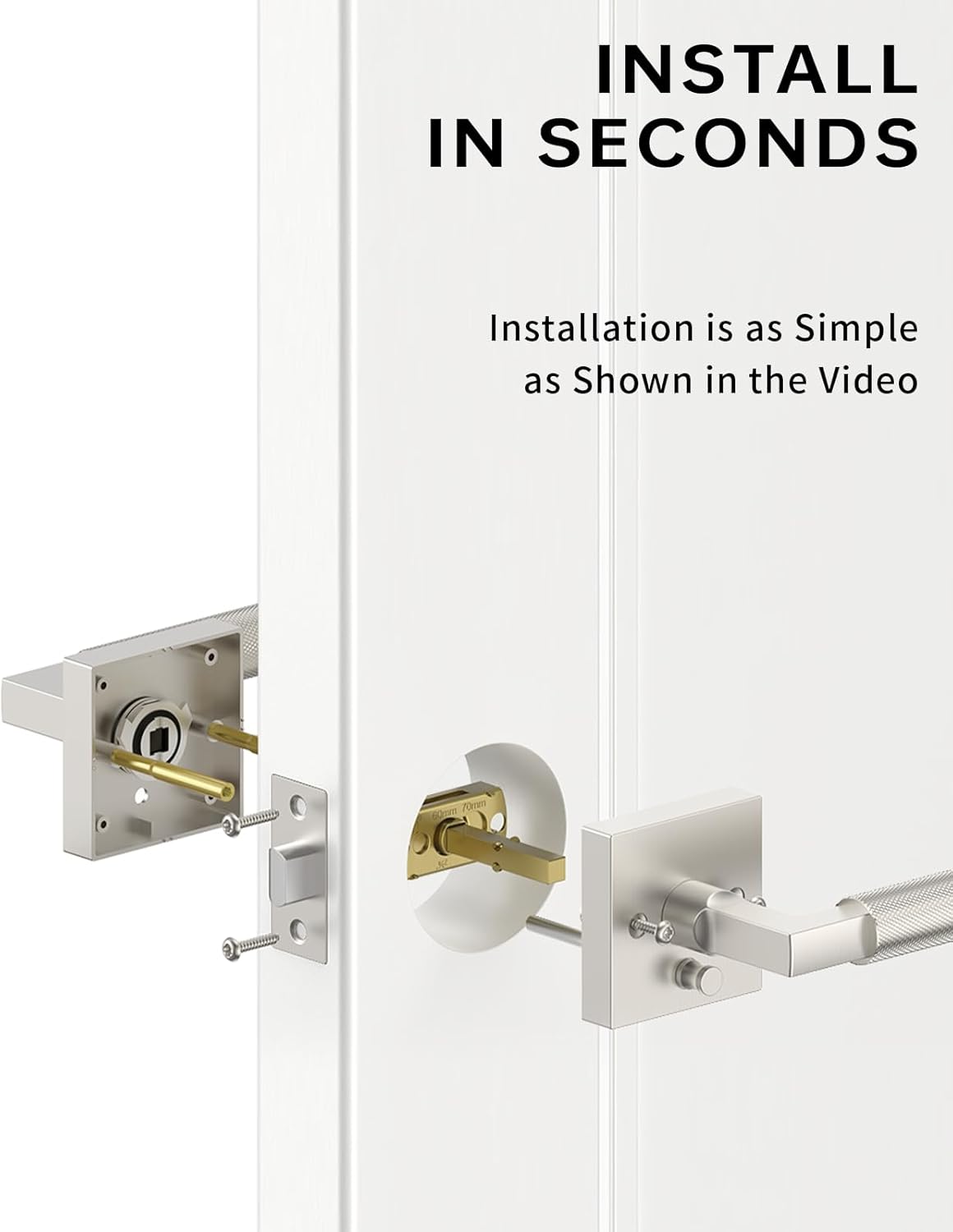 Asidrama 4 Pack Brushed Satin Nickel Privacy Door Handles, Door Lever with Door Knobs Indoor for Bedroom or Bathroom, Heavy Duty Door Handles Interior with Locks for Left Right Sided Doors