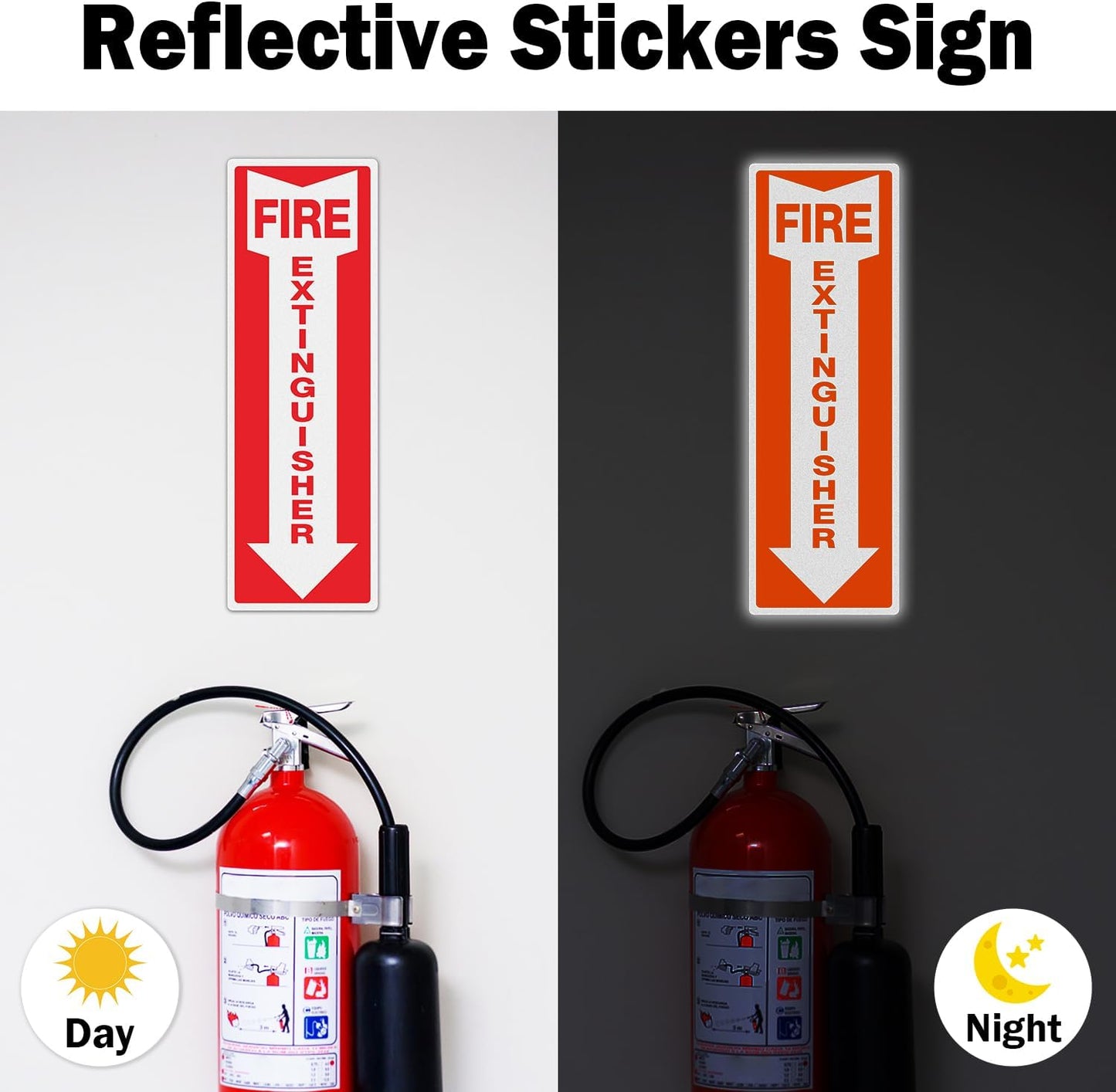 T&R Fire Extinguisher Inside Sign Stickers - 24 Pack - 12x4 inches Reflective Label, UV resistant, waterproof, fade and scratch resistant, suitable for indoor and outdoor