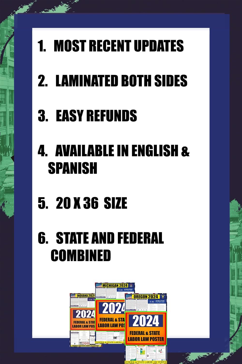 2026 California State Labor Law Poster - State, Federal and OSHA Compliant Laminated Poster - Ideal for Posting in the Workplace - Easy to Read - Poster 17" x 36" Laminated