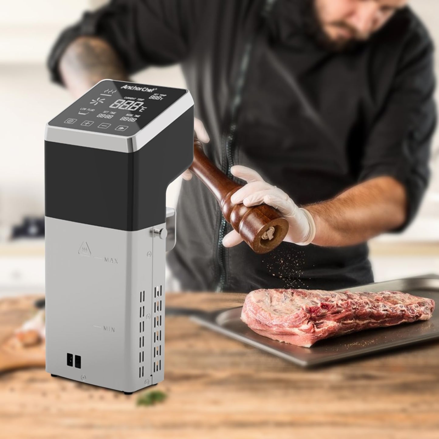AnchorChef Immersion Circulator, Commercial Restaurant Sous Vide Machine,Large capacity sous vide, Fast-Heating,Sous vide cooker 1400W,With large Touchscreen Accurate Temperature Timer (110V)