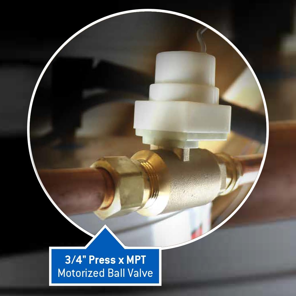 FloodStop Water Heater Leak Detector Kit with Automatic Water Shut-Off and Visual/Audible Alarms, 3/4" Press x MPT