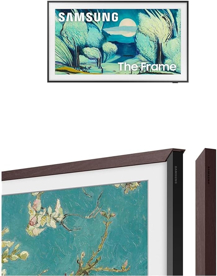 Samsung 55-Inch The Frame LS03F 4K QLED Smart TV (2025 Model) with Modern Brown Frame Customizable Bezel