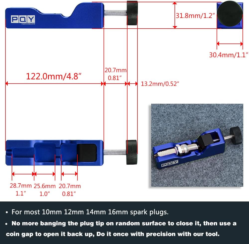 Universal Spark Plug Gap Tool with 32 Blades Steel Feeler Gauge for Most 10mm 12mm 14mm 16mm Spark Plugs Blue