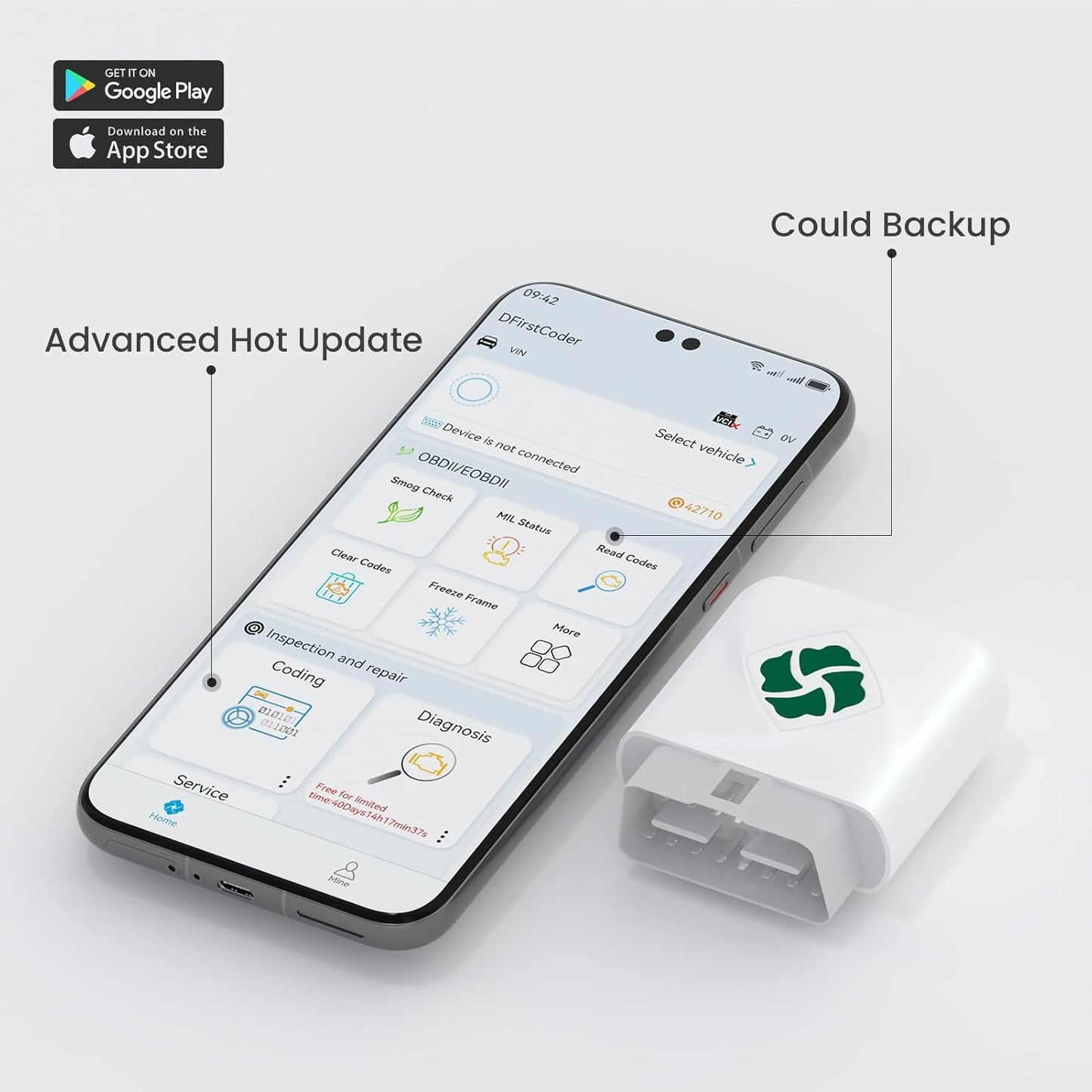 DFirst OBD2 Scanner Bluetooth Fixd Car Wireless Diagnostic Tool, ECU Coding, Customizations,Auto Connect Scanner Scan Tool (for Android & iOS)