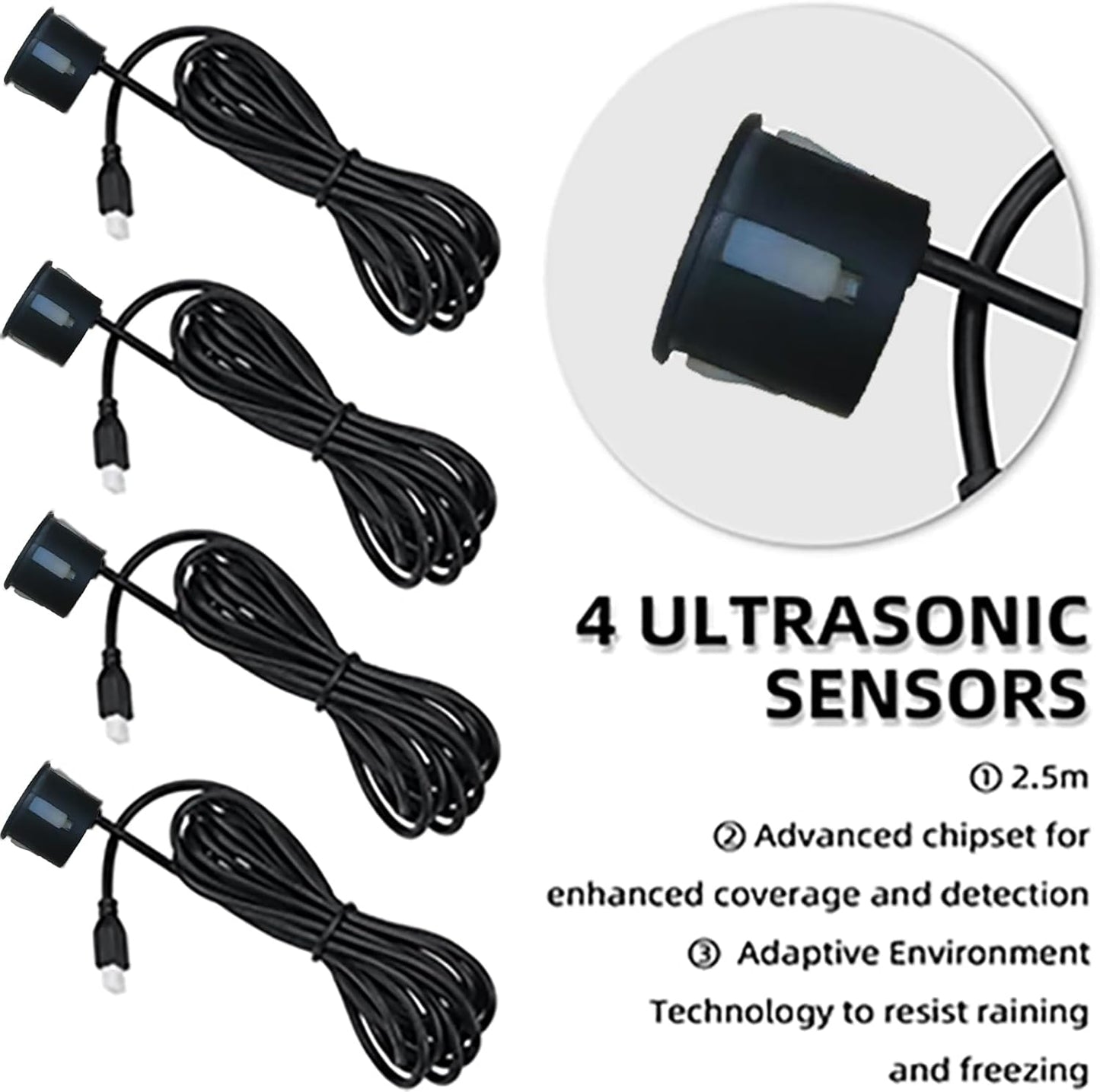 New Features Forward and Reverse Parking sensors, Option to Measure Distance in inches, bidirectional Display Option, and Customizable Digital Direction 18 Color Probes to Choose from(Matte Black)