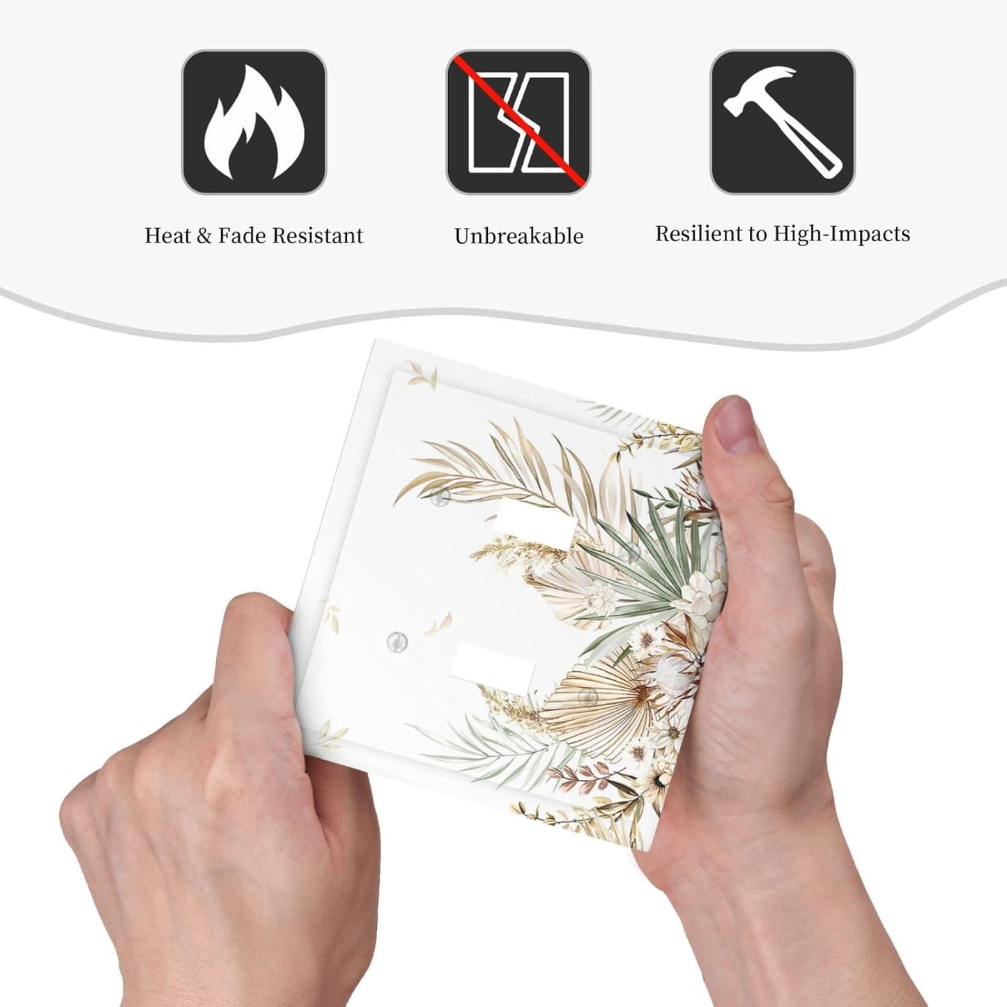 Decorative Switch Plates Boho Leaves Watercolor Tan Leaf Floral Plant 2 Gang Double Toggle Wall Plate Outlet Light Switch Cover Electrical Faceplate for Bedroom Home Decor