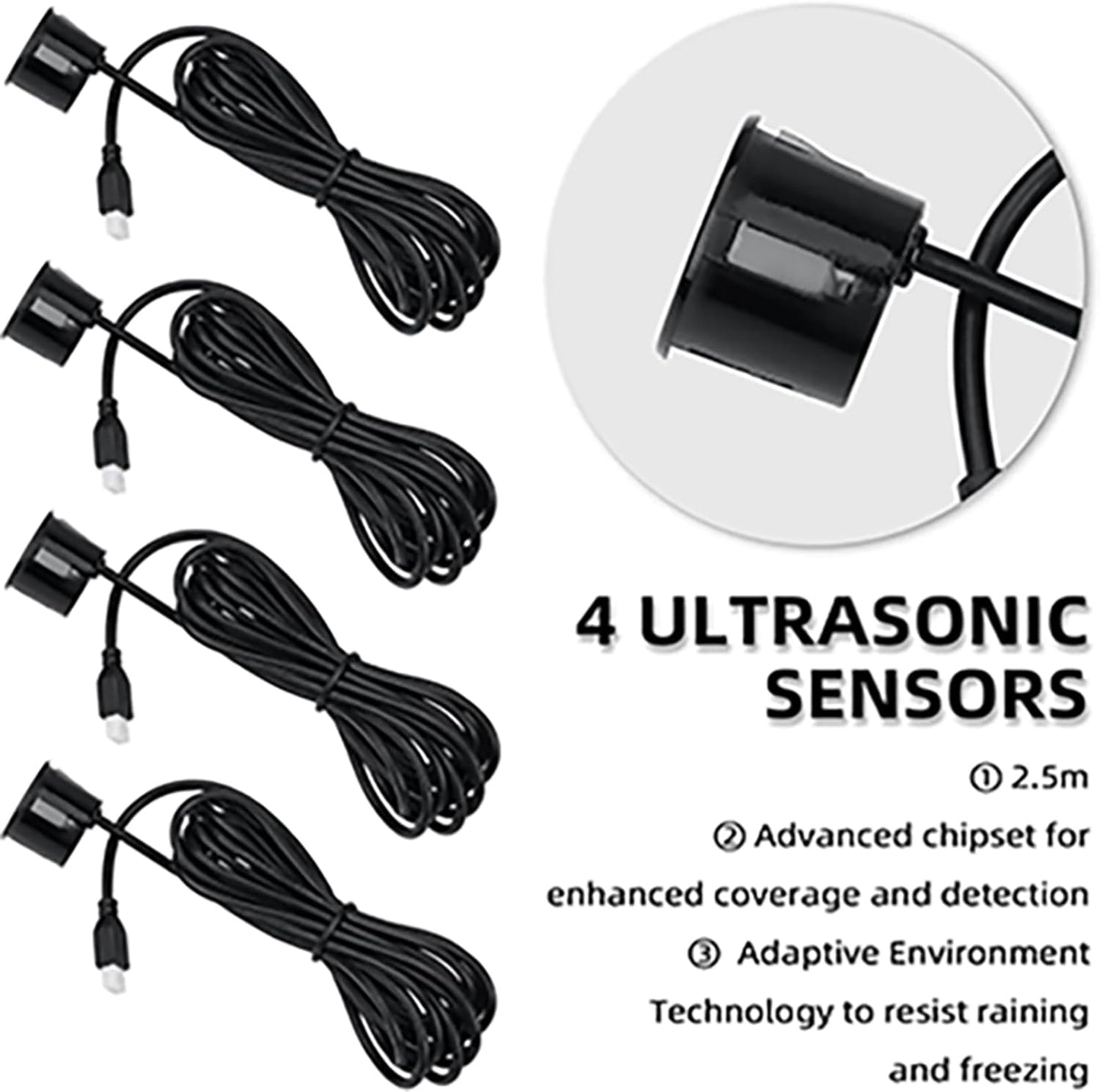 New Feature Rear Parking Sensor with Selectable Distance in Feet, Bidirectional Display Options, and Customizable Numeric Orientation(Black)