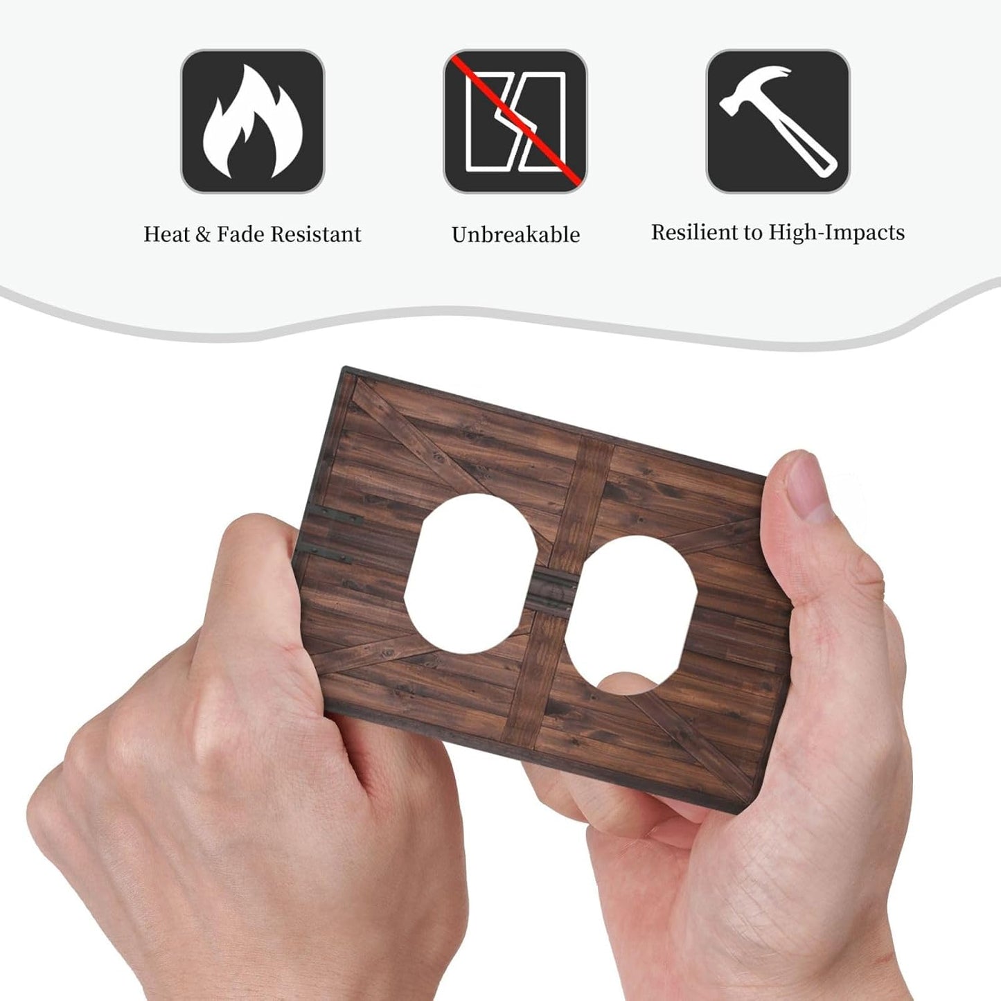 Decorative Outlet Covers Vintage Brown Farmhouse Barn Door 1 Gang Duplex Light Switch Cover Plate Unique Wall Plates for Electrical Outlets Switch Plate Covers for Bedroom Home Decor