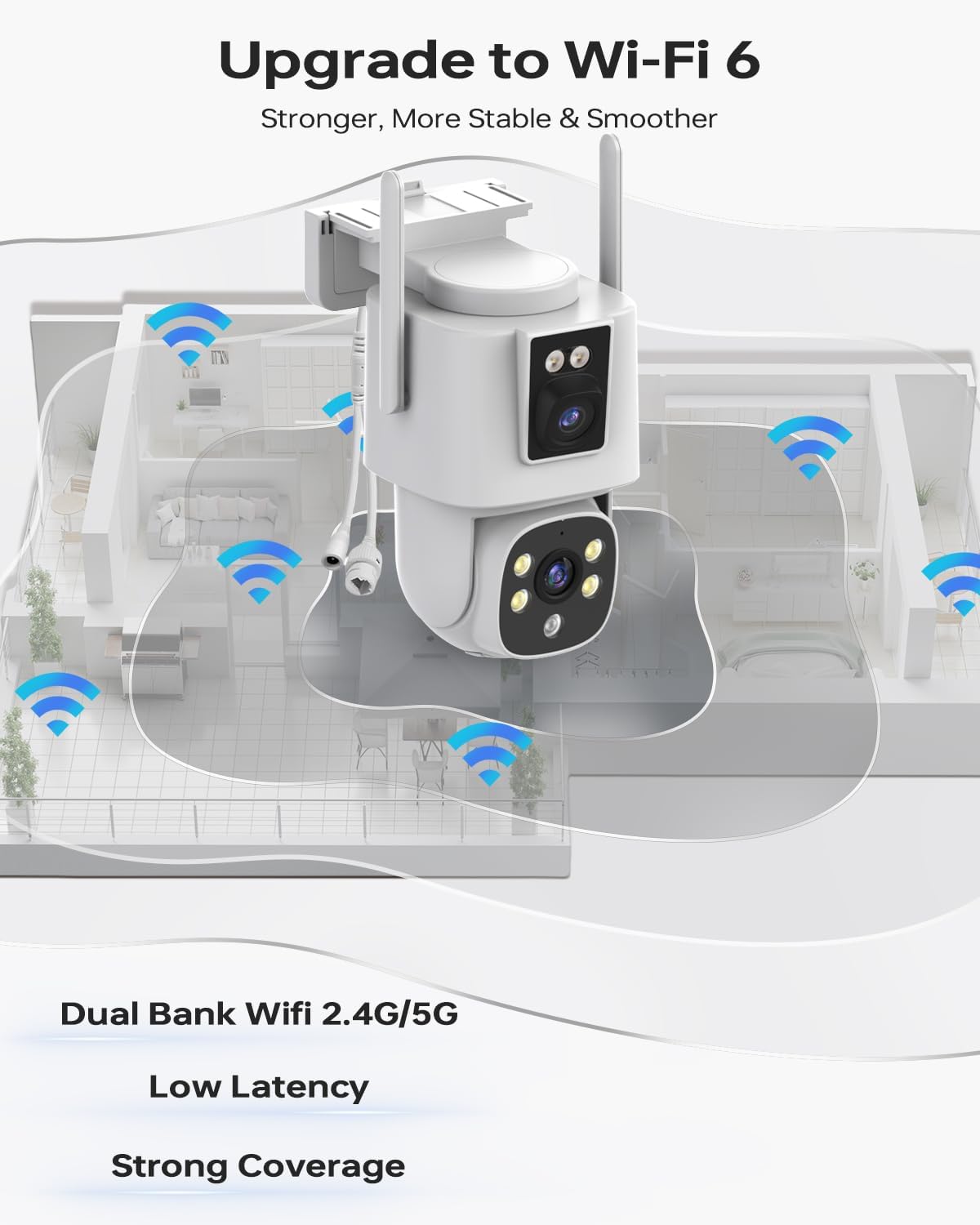Wireless Security Camera System Outdoor, 10pcs Dual Lens Dual Screen 2K+2K 24/7 Recording Cameras with 1TB NVR