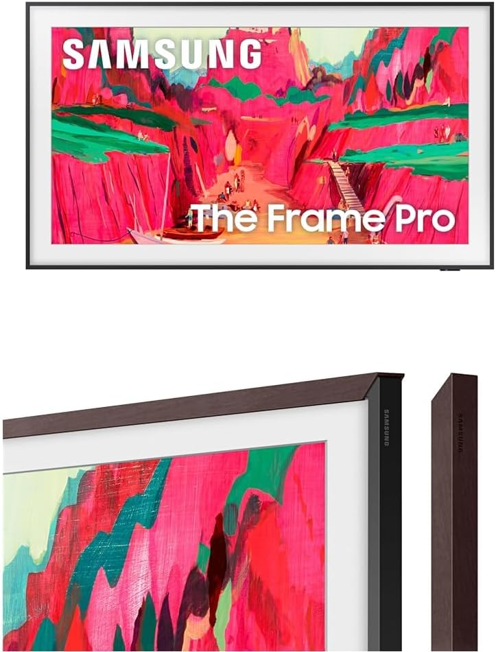 SAMSUNG 65-Inch The Frame Pro LS03FW 4K Neo QLED Mini LED Smart TV (2025 Model) with Modern Brown Customizable Bezel Bundle