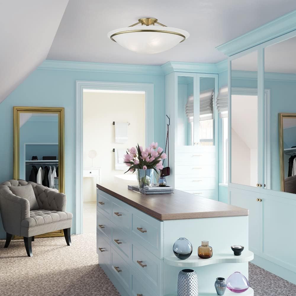 Livex Lighting 4825-01 Newburgh Collection 3 Light Large Semi-Flush, Antique Brass