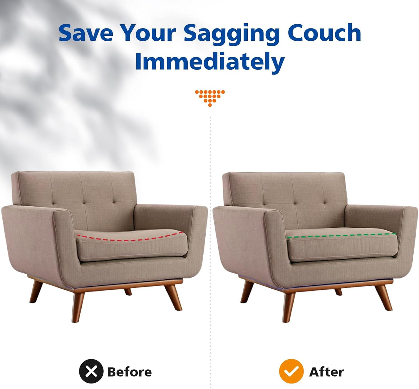 Couch Cushions Support for Sagging Seat 20"X 20"Insert padsSupports Board Sofa Furniture seat Cushion Under Sag Repair, Curved High Density Foam Replacement for Sectional Loveseat Chair Blue Set of 1