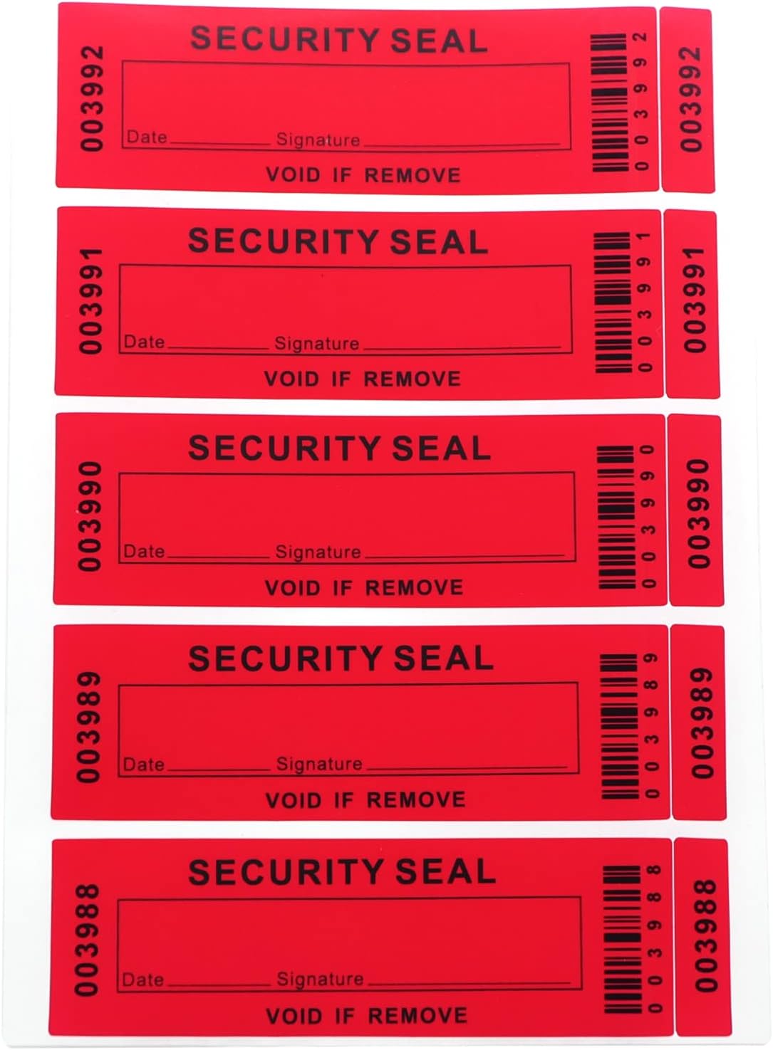 Security Warranty Void Stickers 100% Total Transfer Tamper Evident Proof Labels Triple Serial Numbers Seal Sticker Large 35x120 mm(50PCS,red)