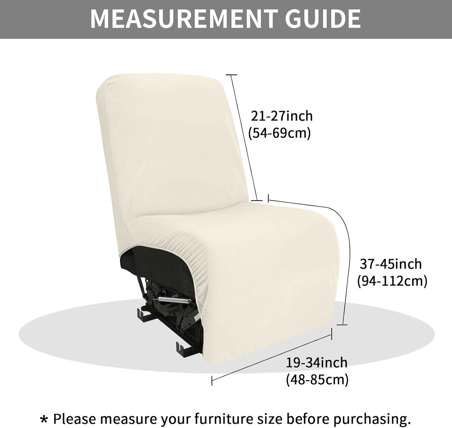 Easy-Going 100% Waterproof Recliner Cover Additional Seat Cover for Reclining Couch, Stretch Sofa Covers Washable Furniture Protector for Kids & Pets, 1 Seat, Beige