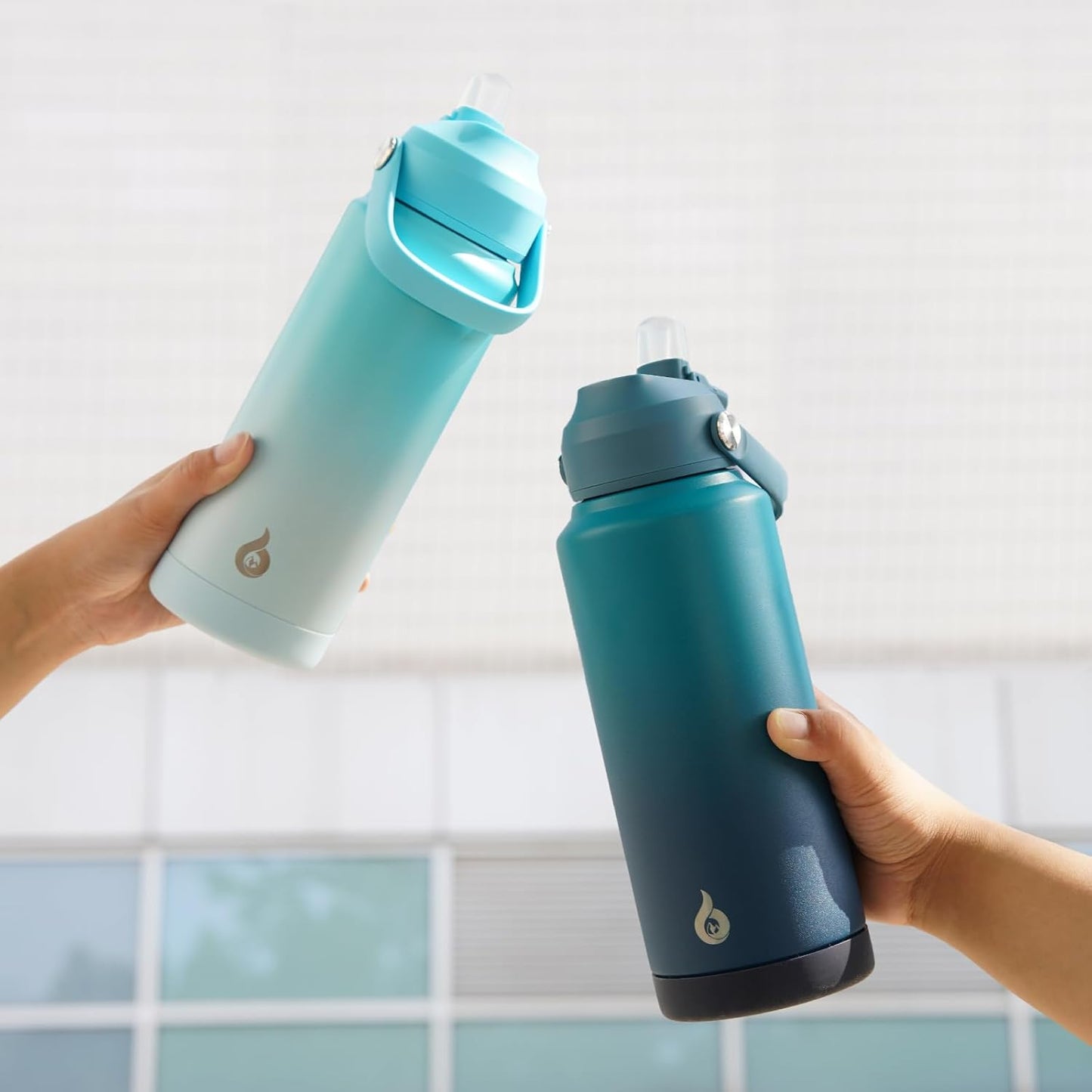 BJPKPK Water Bottle with Straw Lid, 24oz Vacuum Insulated Water Bottles, Metal Stainless Steel Thermo for Sports, Travel, BPA Free Leak Proof Thermo, Cups, Flasks, Tumblers,Sea Salt